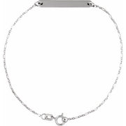 14K White Engravable Bar 7' Bracelet