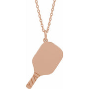 14k Rose Engravable Pickleball Paddle 16-18' Necklace