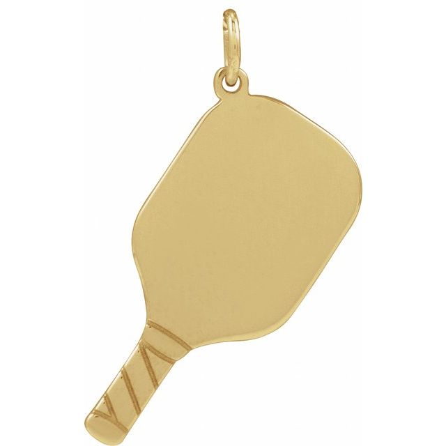 14K Yellow Engravable Pickleball Paddle Pendant