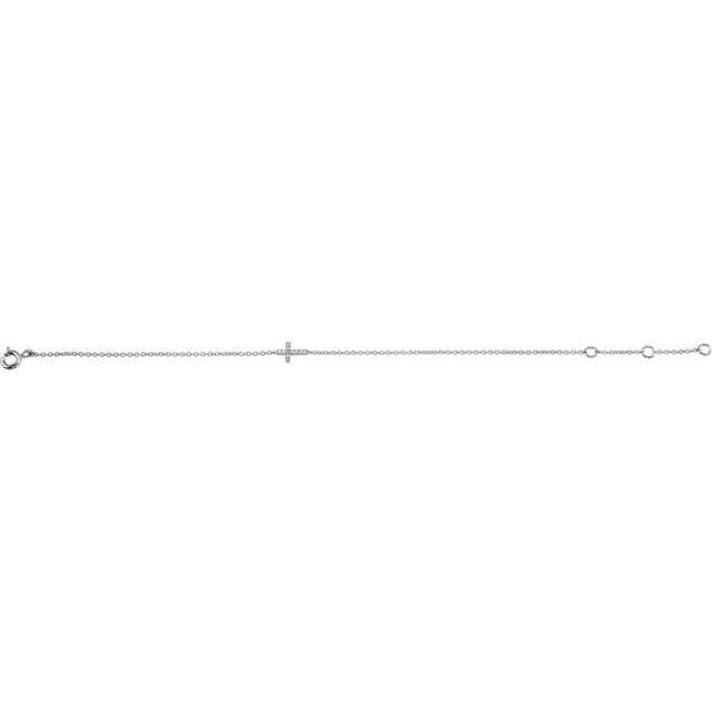 14K White .04 CTW Natural Diamond Sideways Cross Youth 7' Bracelet