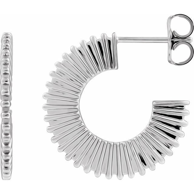 Sterling Silver Starburst 19 mm Hoop Earrings
