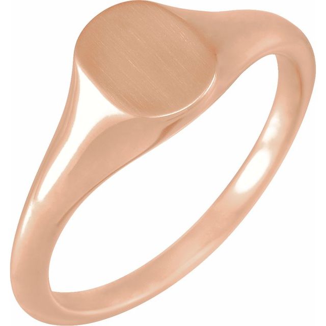 14K Rose 8x6 mm Oval Signet Ring