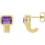 14K Yellow Natural Amethyst Earrings