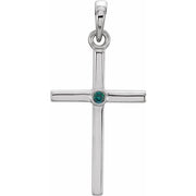 14k White Natural Alexandrite Cross Pendant