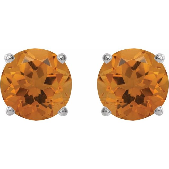 14K White 5 mm Natural Citrine Stud Earrings