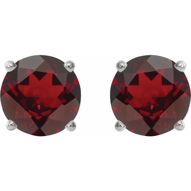 14K White 5 mm Natural Mozambique Garnet Stud Earrings