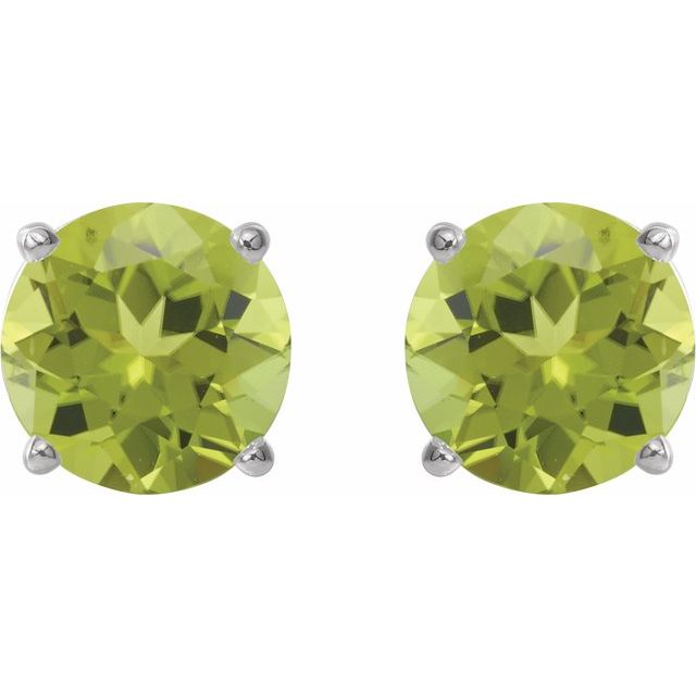 14K White 5 mm Natural Peridot Stud Earrings