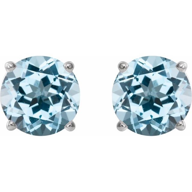 14K White 5 mm Natural Sky Blue Topaz Stud Earrings