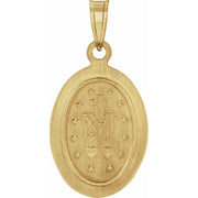 14K Yellow 15x11.5 mm Oval Hollow Miraculous Medal