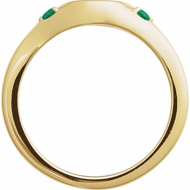 14K Yellow Engravable Natural Emerald Signet Ring