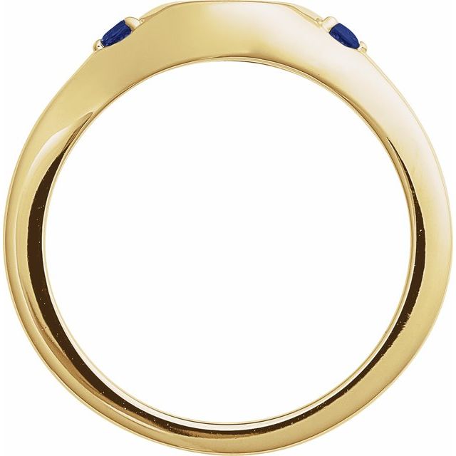 14K Yellow Engravable Lab-Grown Blue Sapphire Signet Ring