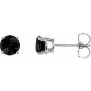 14K White 5 mm Natural Black Onyx Stud Earrings