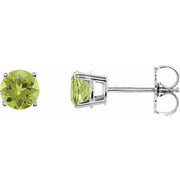 14K White 5 mm Natural Peridot Stud Earrings