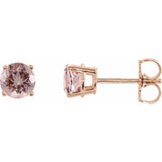 14K Rose 5 mm Natural Pink Morganite Stud Earrings