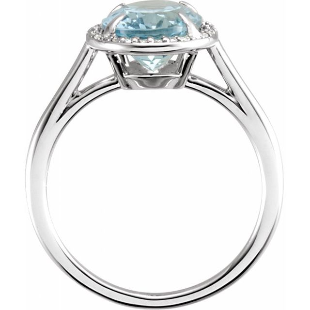 14K White 10x8 mm Natural Aquamarine & .06 CTW Natural Diamond Ring