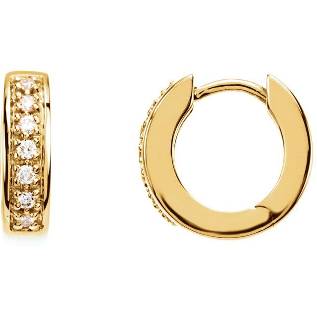 14K Yellow 1/6 CTW Natural Diamond 12.1 mm Hoop Earrings