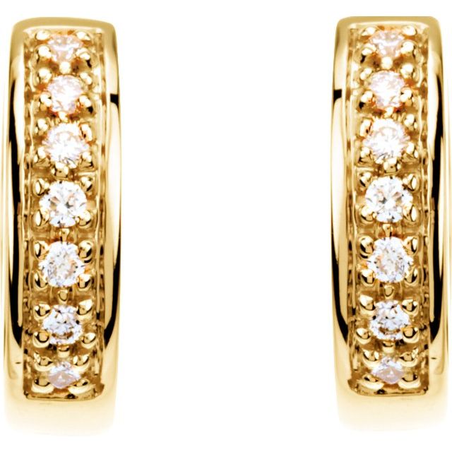 14K Yellow 1/6 CTW Natural Diamond 12.1 mm Hoop Earrings