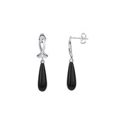 Sterling Silver Natural Black Onyx Earrings