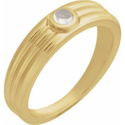 14K Yellow 3 mm Round Natural Rainbow Moonstone Cabochon Ring