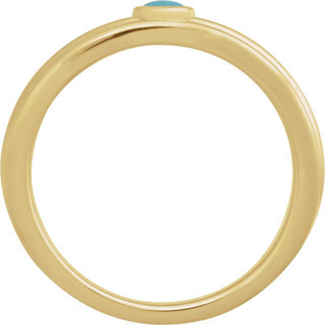 14K Yellow 3 mm Round Natural Turquoise Cabochon Ring