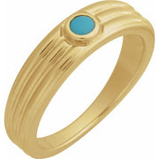 14K Yellow 3 mm Round Natural Turquoise Cabochon Ring