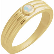14K Yellow 3 mm Round Natural White Opal Cabochon Ring