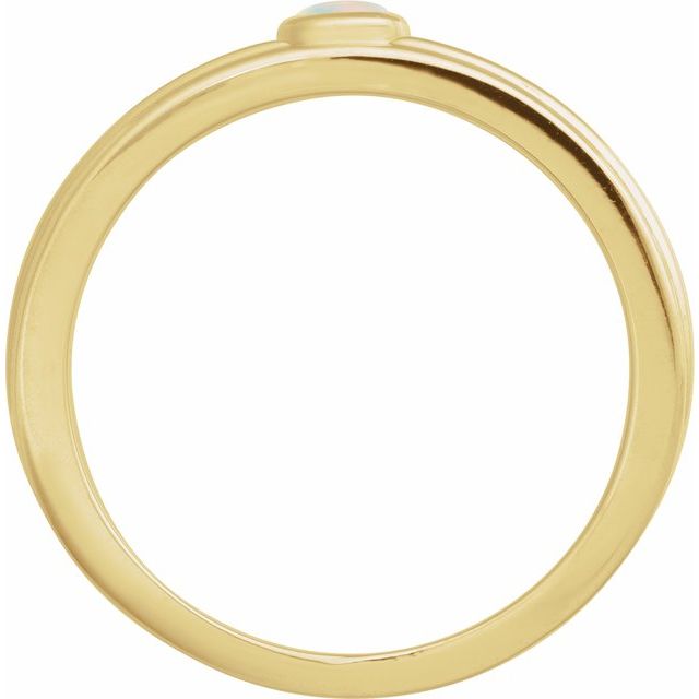 14K Yellow 3 mm Round Natural White Opal Cabochon Ring