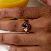 14K Yellow Natural Peridot & Natural Turquoise Halo-Style Ring