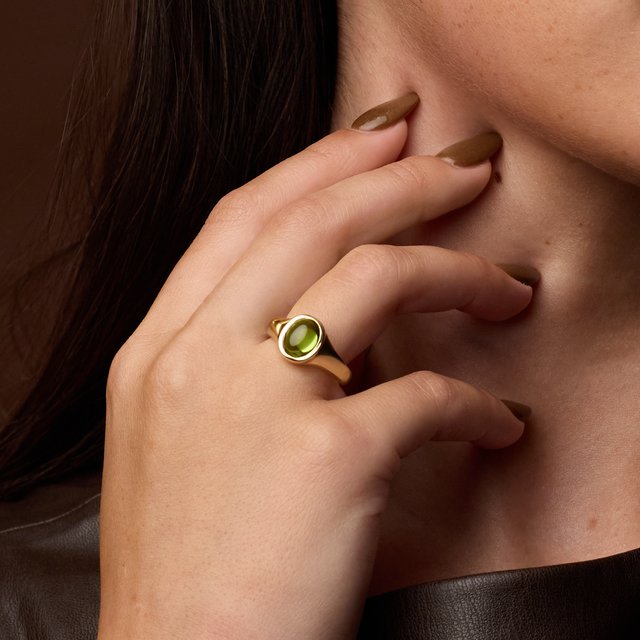 14K Yellow 10x8 mm Natural Peridot Ring