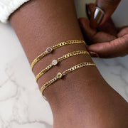 14K Yellow Natural Blue Zircon Link 7' Bracelet