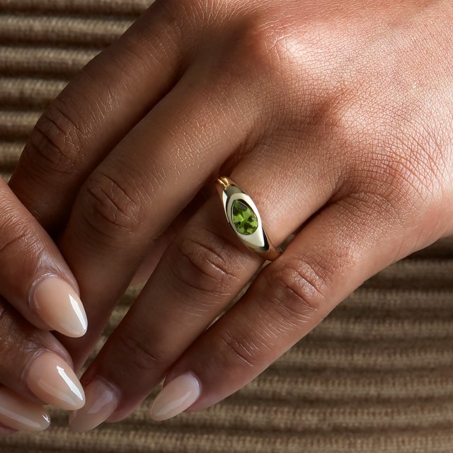 14K Yellow Natural Peridot Ring