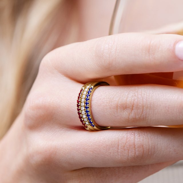 14K White Natural Peridot Stackable Ring
