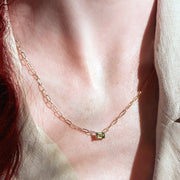 14K Yellow 6x4 mm Natural Peridot Solitaire 18' Necklace