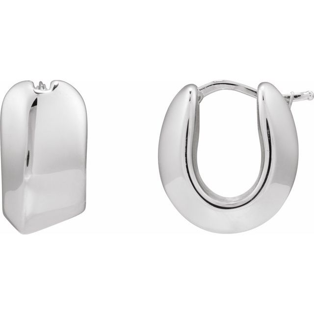 Sterling Silver Electroform 18.3 mm Puffed Hoop Earrings