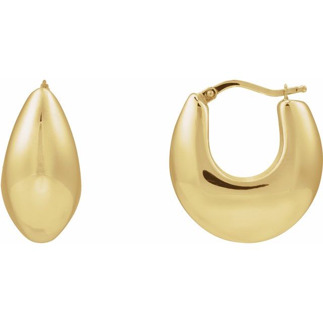 14K Yellow Electroform Tapered 25.1 mm Hoop Earrings