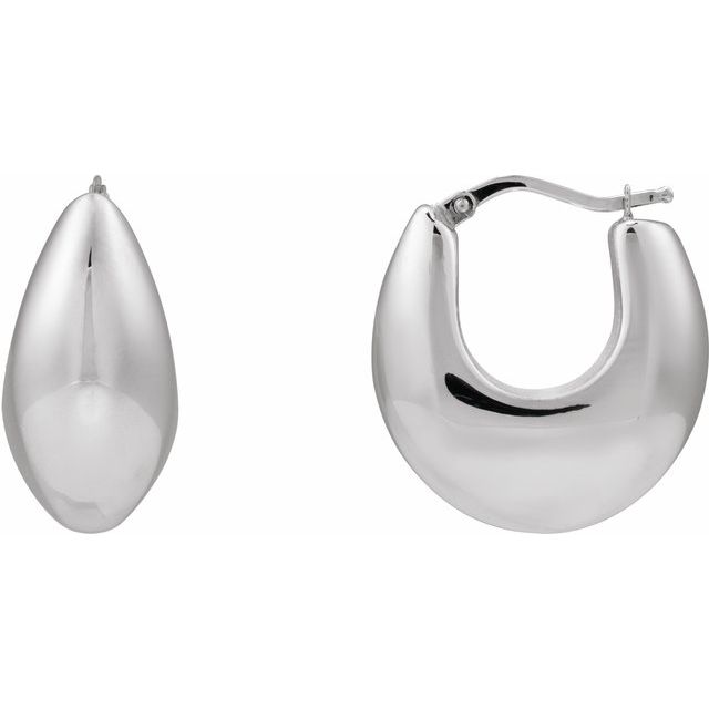 Sterling Silver Electroform Tapered 25.1 mm Hoop Earrings