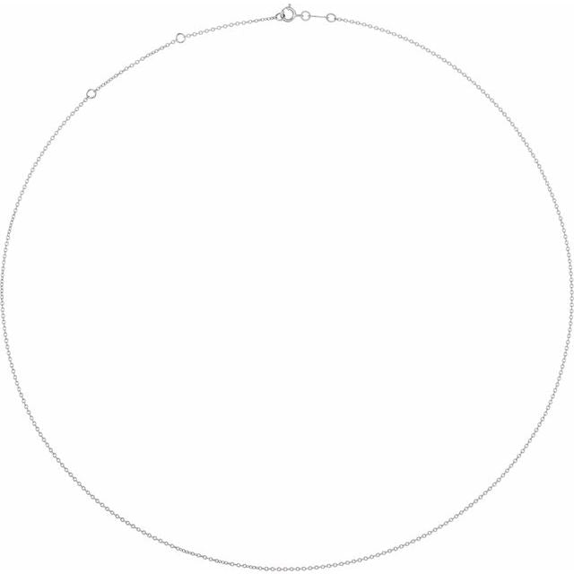 18K White 1 mm Adjustable Cable 16-18' Chain