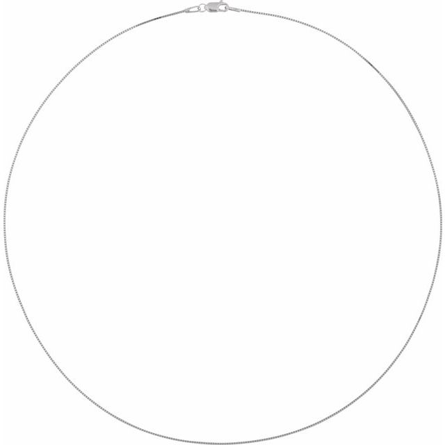 14K White .75 mm Box 24' Chain
