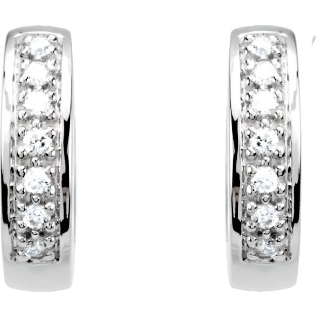 14K White 1/6 CTW Natural Diamond 12.1 mm Hoop Earrings
