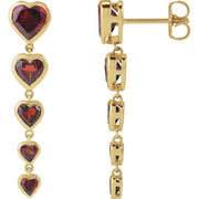 14K Yellow Natural Mozambique Garnet Heart Earrings