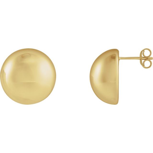 14K Yellow 15 mm Electroform Domed Earrings