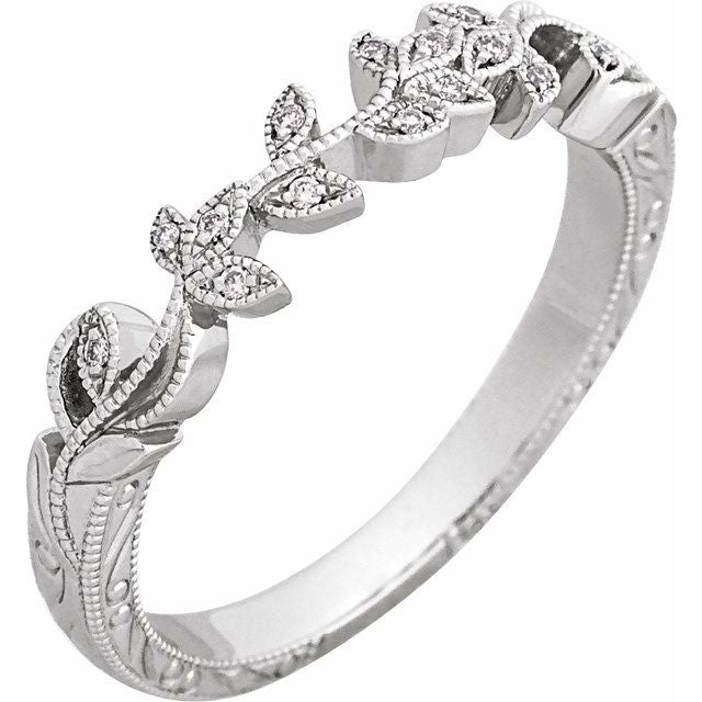 14K White .07 CTW Natural Diamond Matching Band