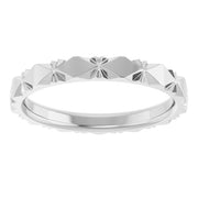 14K White 2.5 mm Diamond Faceted Band Size 8