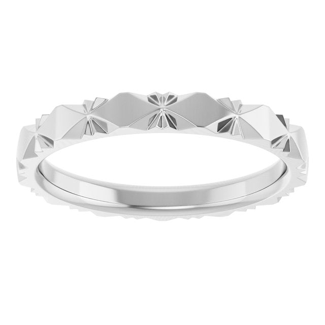 14K White 2.5 mm Diamond Faceted Band Size 8