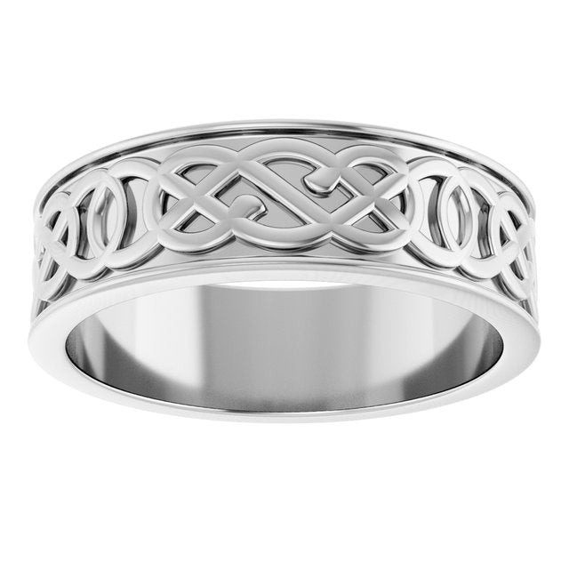 14K White 7 mm Celtic-Inspired Band Size 10