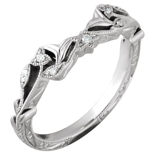 14K White .05 CTW Natural Diamond Matching Band