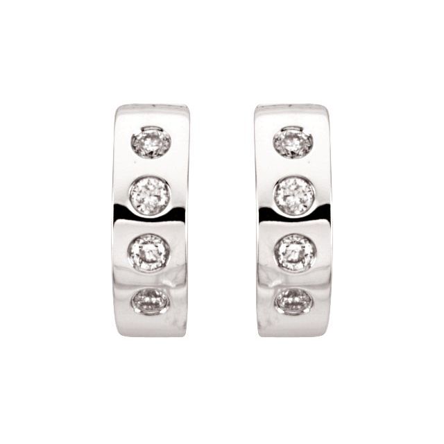 14K White 1/3 CTW Natural Diamond 15.2 mm Hoop Earrings