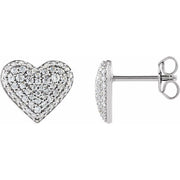 14K White 1/2 CTW Natural Diamond Puffed Heart Earrings