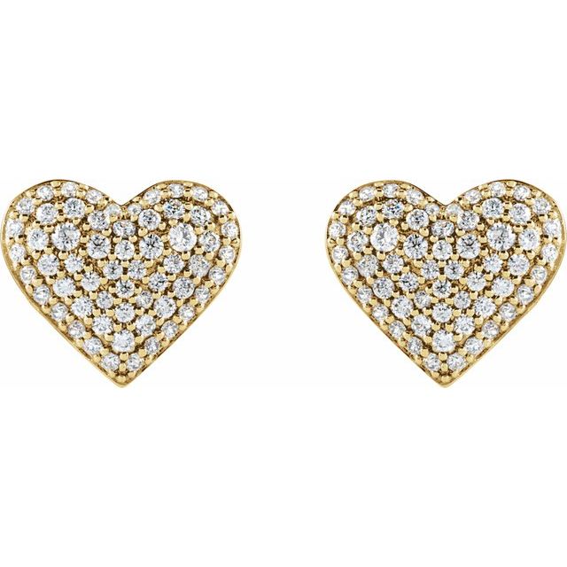 14K Yellow 1/2 CTW Lab-Grown Diamond Puffed Heart Earrings