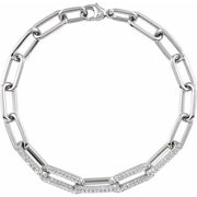 14k White 1 1/2 Ctw Lab-grown Diamond Paperclip-style 7' Bracelet